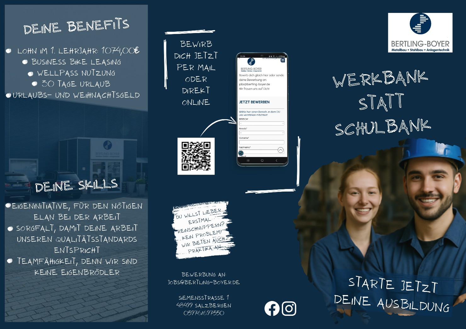 Ausbildungsplätze Metall sucht Bauer